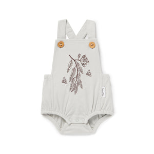 Aster & Oak Bee Embroidered Playsuit in Silver Grey