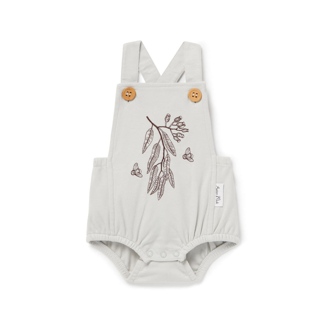 Aster & Oak Bee Embroidered Playsuit in Silver Grey
