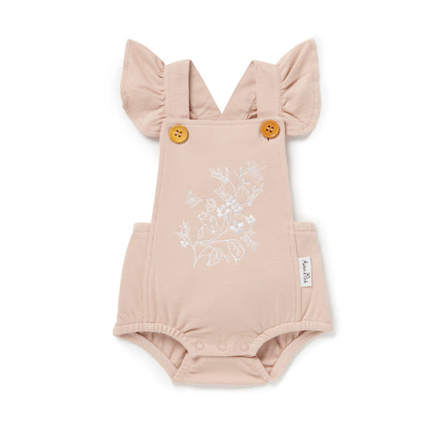 Aster & Oak Floral Embroidered Playsuit Rose Dust