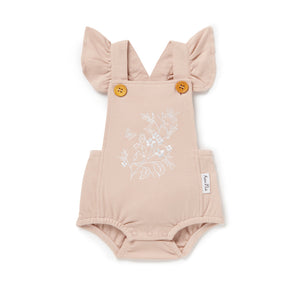 Aster & Oak Floral Embroidered Playsuit Rose Dust