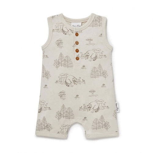 Aster & Oak Racoon Henley Romper