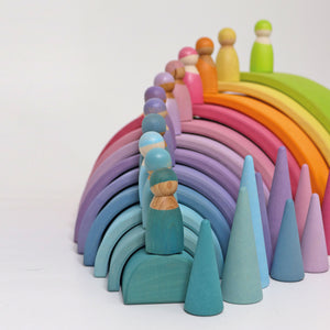 Grimm's Spiel and Holz 12 Pastel Friends - Diverse multicoloured new range