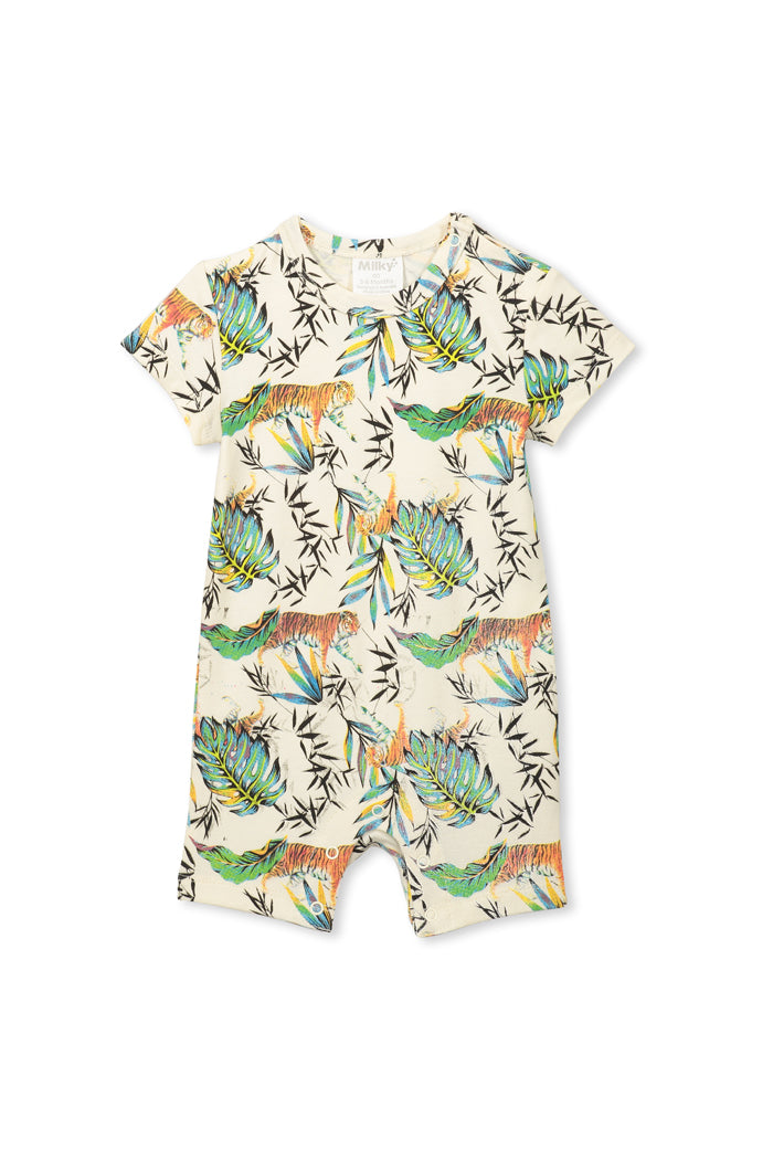 Oatmeal Tiger Romper by Milky
