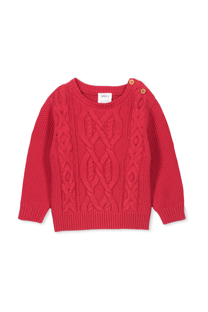 Red Cable Knit by Milky