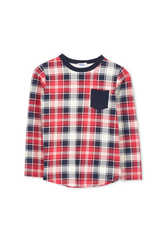 Red/Navy/Oatmeal Check Tee by Milky
