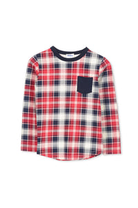 Red/Navy/Oatmeal Check Tee by Milky
