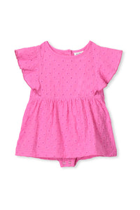 Ultra Pink Broderie Baby Dress by Milky