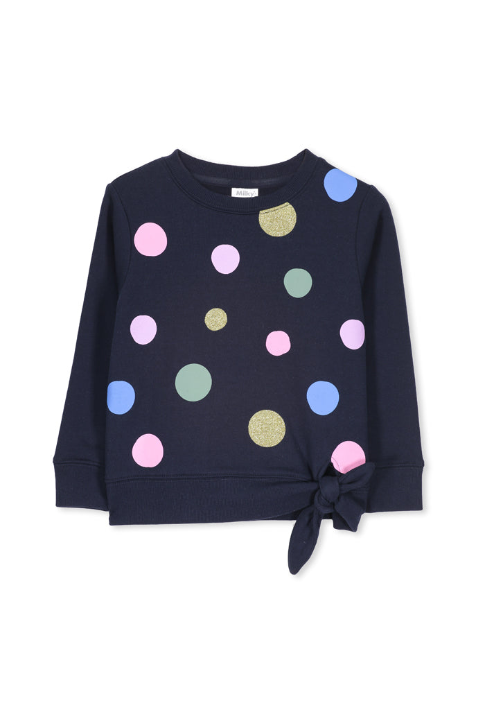 Navy Spotty Sweat by Milky