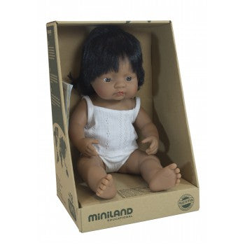 Miniland Doll - Anatomically Correct Baby, Latin American Girl, 38 cm