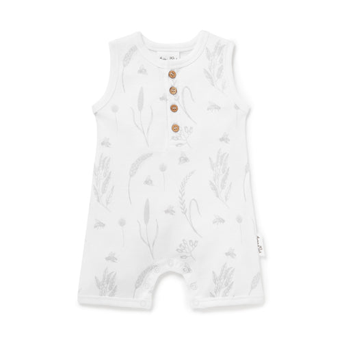 Aster & Oak Bee Henley Romper