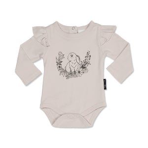 Aster & Oak Bunny Print Flutter Onesie