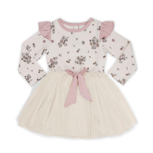 Aster & Oak Vintage Floral Tutu Bow Dress