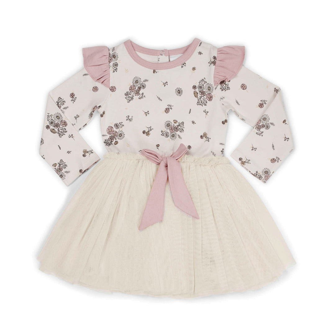 Aster & Oak Vintage Floral Tutu Bow Dress