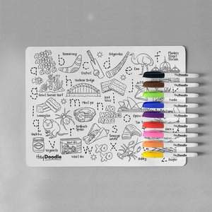 "Aussie Icons" HeyDoodle Reusable Colour-in Silicone Placemat