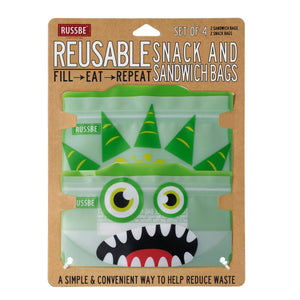Russbe Reusable Snack and Sandwich Bags - Green Monster (set of 4)
