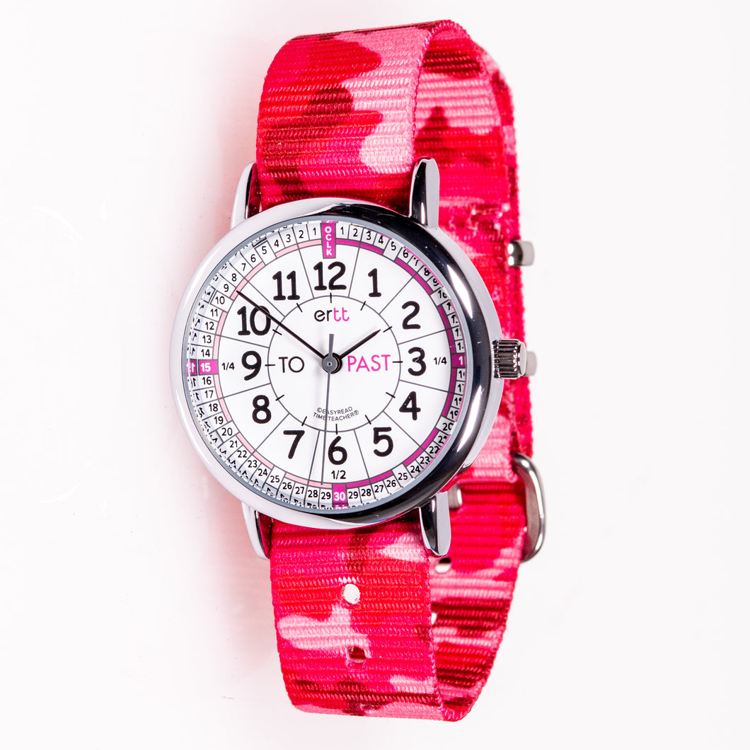 EasyRead Time Teacher Watch - Pink Camo band with white face