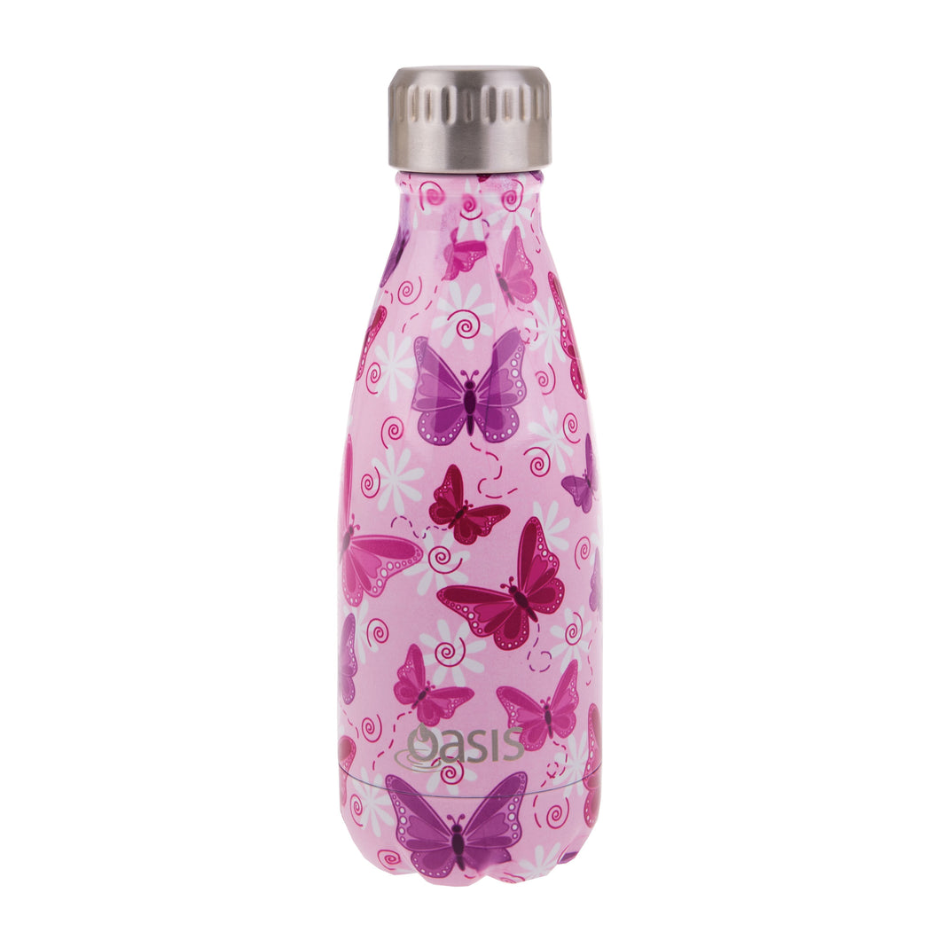 Oasis Double Wall Insulated Stainless Steel Drink Bottle - Butterflies 350 ml